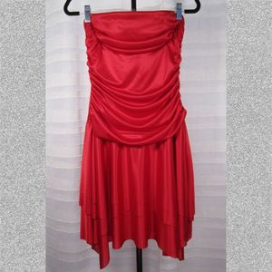 Near Vintage Blondie Nites Red Satin Strapless Cocktail Dress - 9